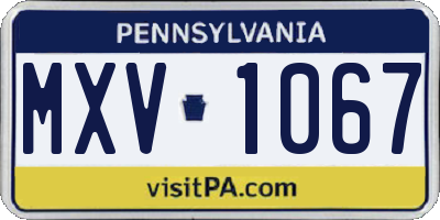 PA license plate MXV1067