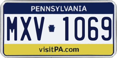 PA license plate MXV1069