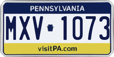 PA license plate MXV1073