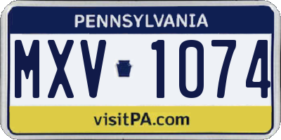 PA license plate MXV1074