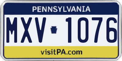 PA license plate MXV1076