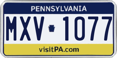 PA license plate MXV1077