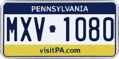 PA license plate MXV1080