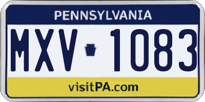 PA license plate MXV1083