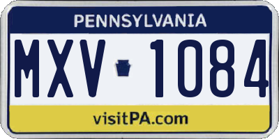PA license plate MXV1084