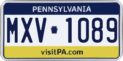 PA license plate MXV1089