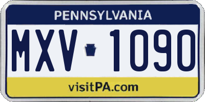 PA license plate MXV1090
