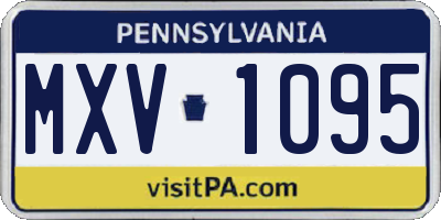 PA license plate MXV1095