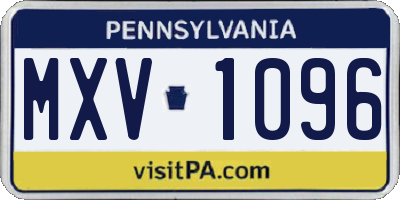 PA license plate MXV1096
