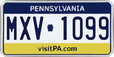 PA license plate MXV1099