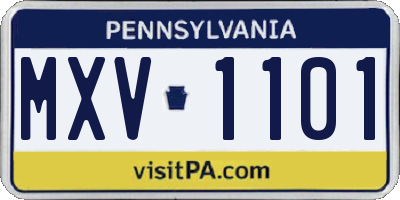 PA license plate MXV1101