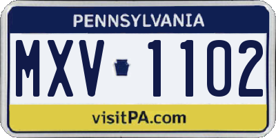 PA license plate MXV1102