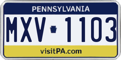 PA license plate MXV1103