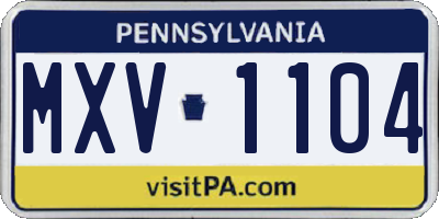 PA license plate MXV1104