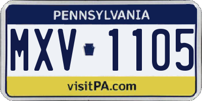 PA license plate MXV1105
