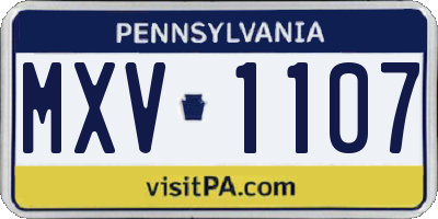 PA license plate MXV1107