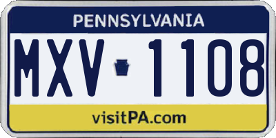 PA license plate MXV1108