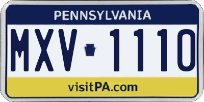 PA license plate MXV1110