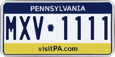 PA license plate MXV1111