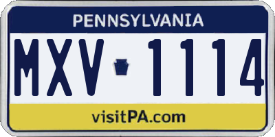 PA license plate MXV1114