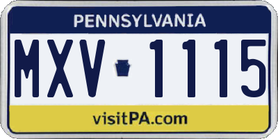 PA license plate MXV1115