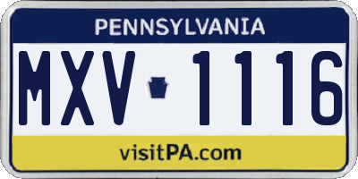 PA license plate MXV1116