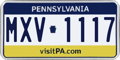 PA license plate MXV1117