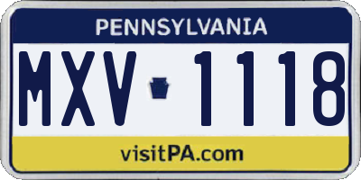 PA license plate MXV1118