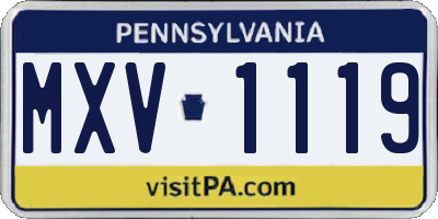 PA license plate MXV1119