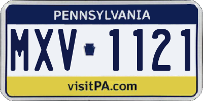 PA license plate MXV1121