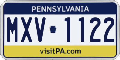 PA license plate MXV1122