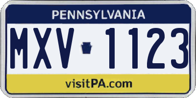 PA license plate MXV1123