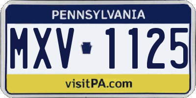 PA license plate MXV1125