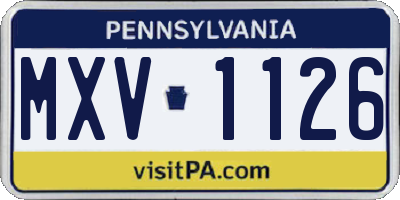 PA license plate MXV1126