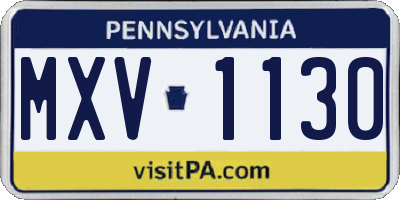 PA license plate MXV1130