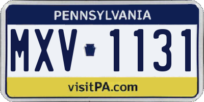 PA license plate MXV1131