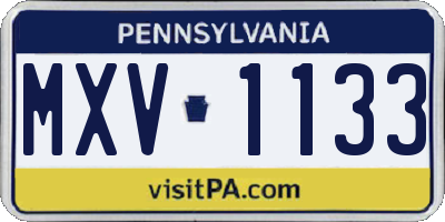 PA license plate MXV1133