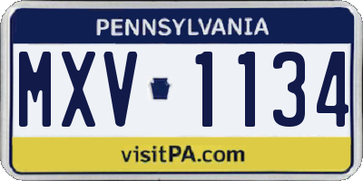 PA license plate MXV1134