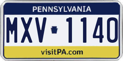 PA license plate MXV1140