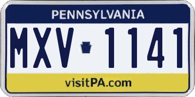 PA license plate MXV1141