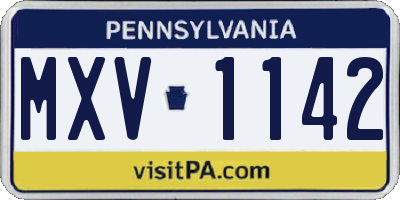 PA license plate MXV1142