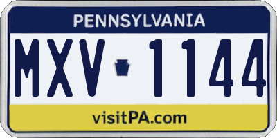 PA license plate MXV1144
