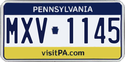 PA license plate MXV1145