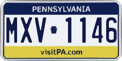 PA license plate MXV1146