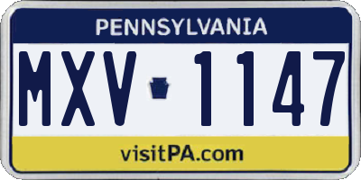 PA license plate MXV1147