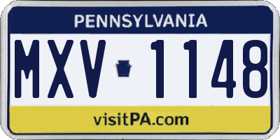 PA license plate MXV1148