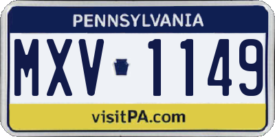 PA license plate MXV1149