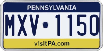 PA license plate MXV1150