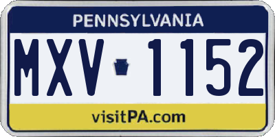PA license plate MXV1152