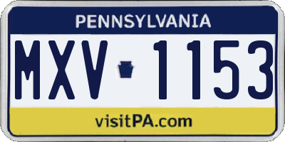 PA license plate MXV1153